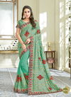Aqua Green Colour Latest Designer Fancy Wedding Wear Designer Thread And Sequins Embroidery Work Heavy Saree Collection 10111